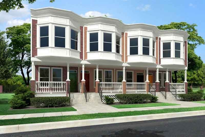 An artist 's impression of a row of houses