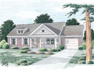 A drawing of a house with a tree in front of it