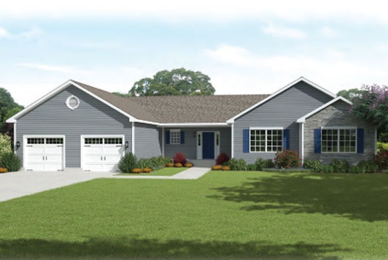 An artist 's impression of a house with two garages