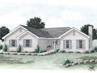 A drawing of a house with a lot of windows and shutters