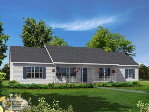 A white house with a black roof and a porch