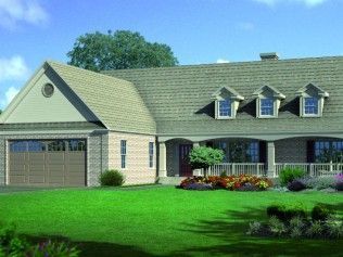 An artist 's impression of a house with a large porch