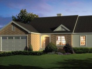 An artist 's impression of a house with a black roof