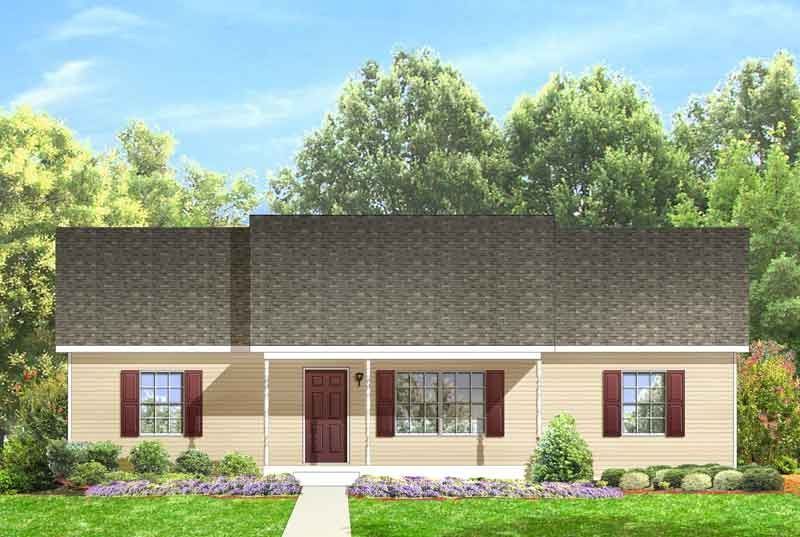 An artist 's impression of a house with a brown roof