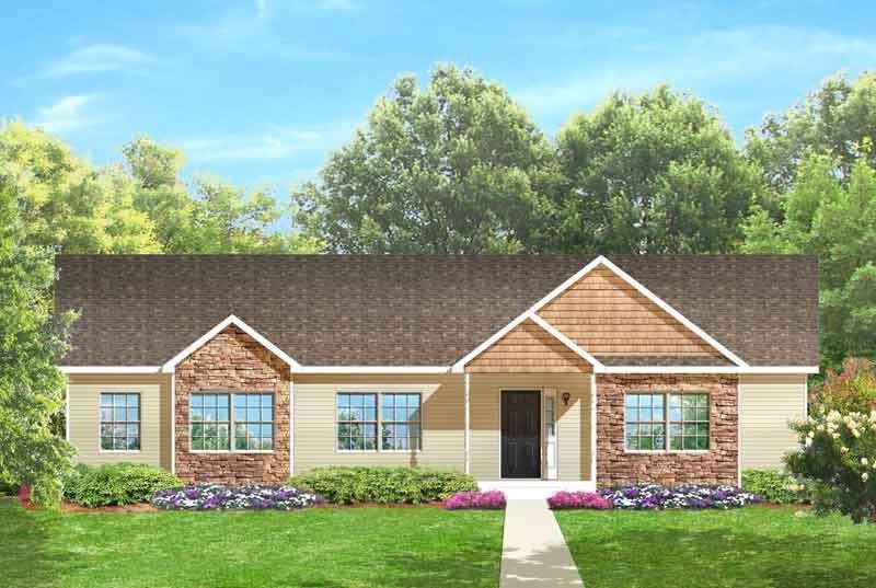 An artist 's impression of a house with a brown roof