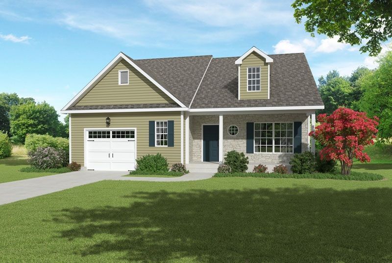 An artist 's impression of a house with a large garage