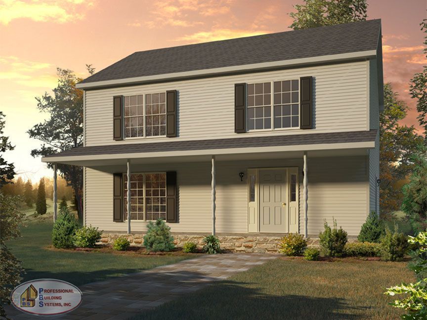 A white house with black shutters and a porch