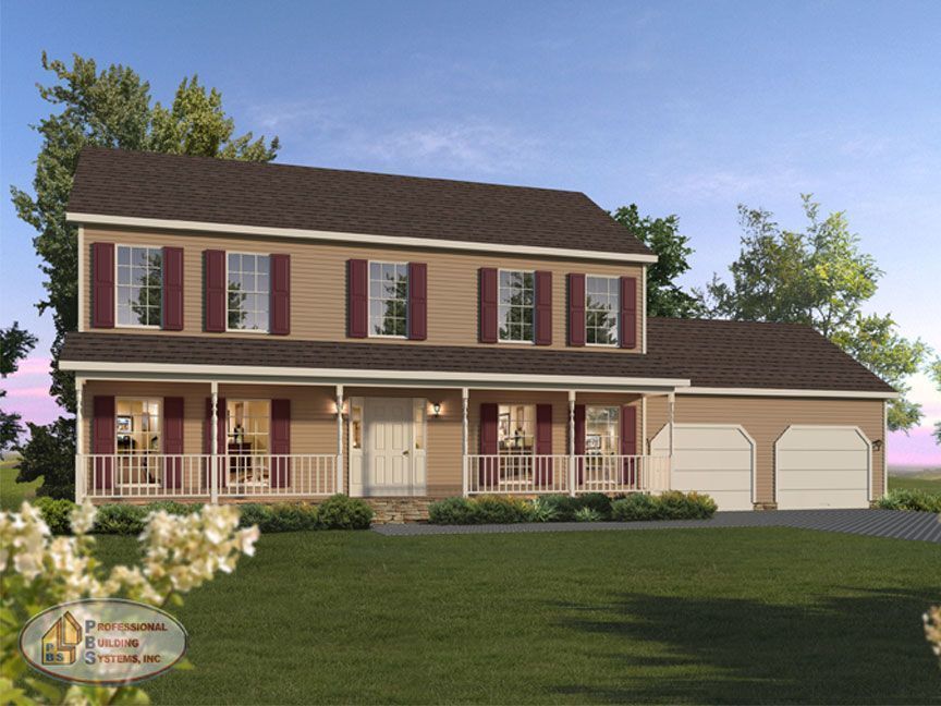 A large house with two garages and a porch