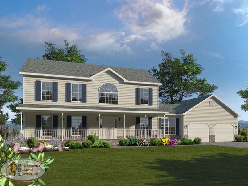 An artist 's impression of a house with a large porch