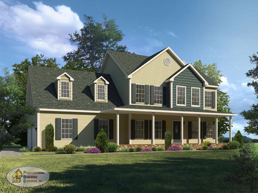 An artist 's impression of a house with a large porch