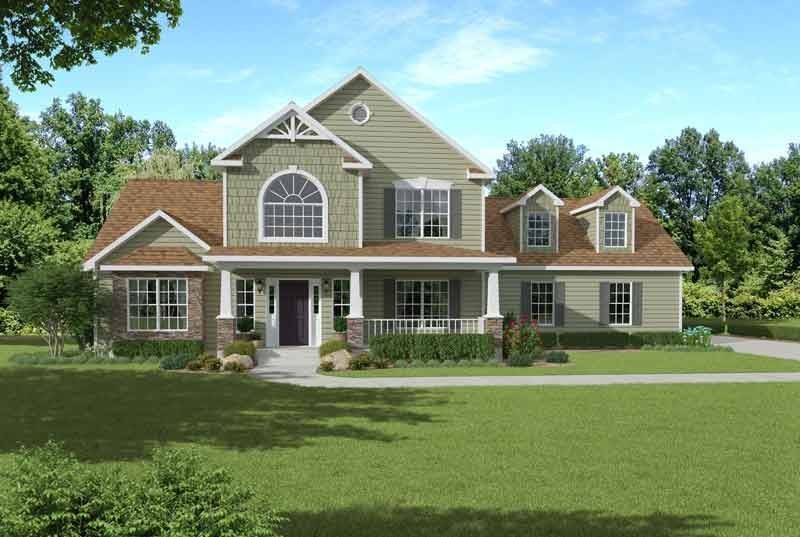 An artist 's impression of a large house with a brown roof