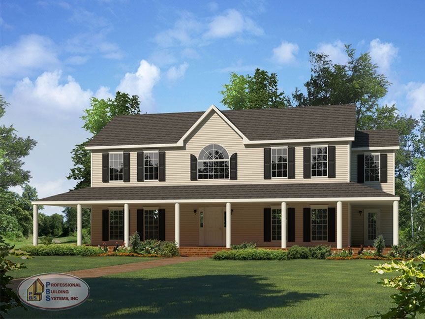 An artist 's impression of a house with a large porch