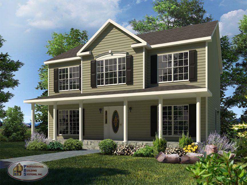 An artist 's impression of a house with a large porch