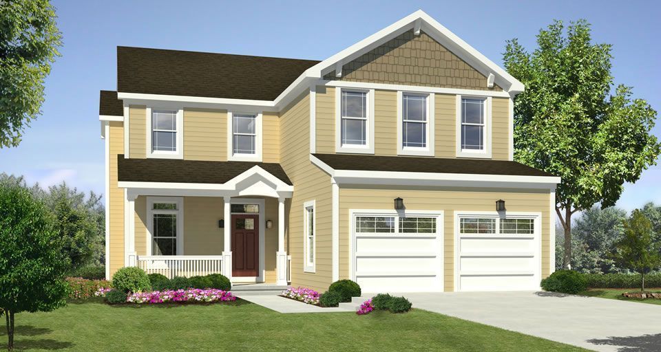 An artist 's impression of a house with two garages