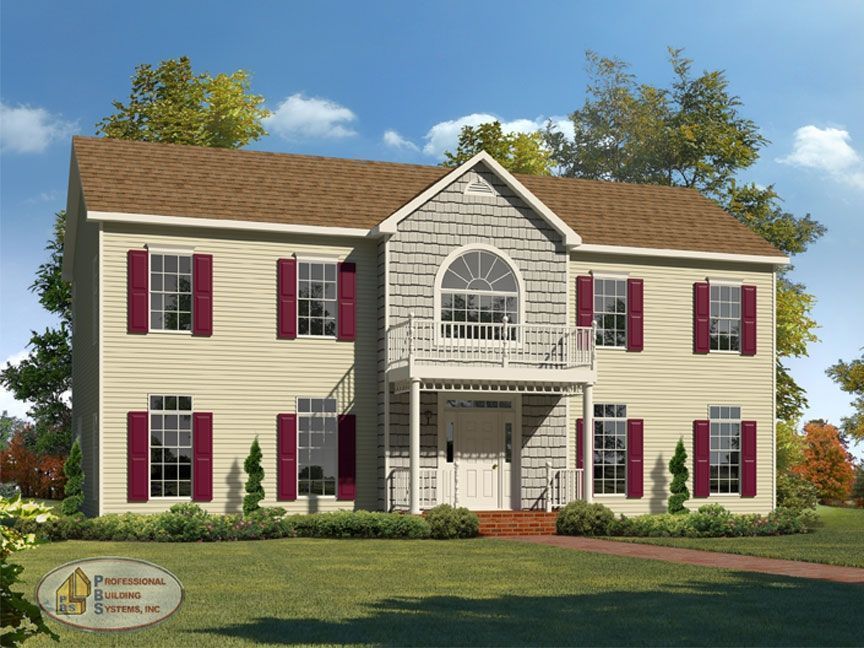 An artist 's impression of a house with red shutters