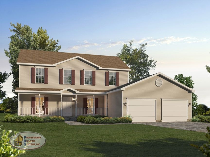 An artist 's impression of a house with two garages