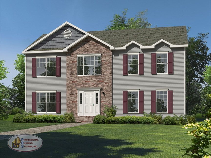 An artist 's impression of a house with red shutters