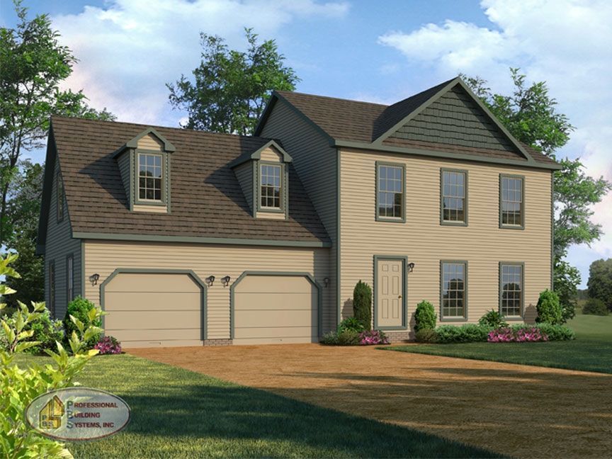 An artist 's impression of a house with two garage doors