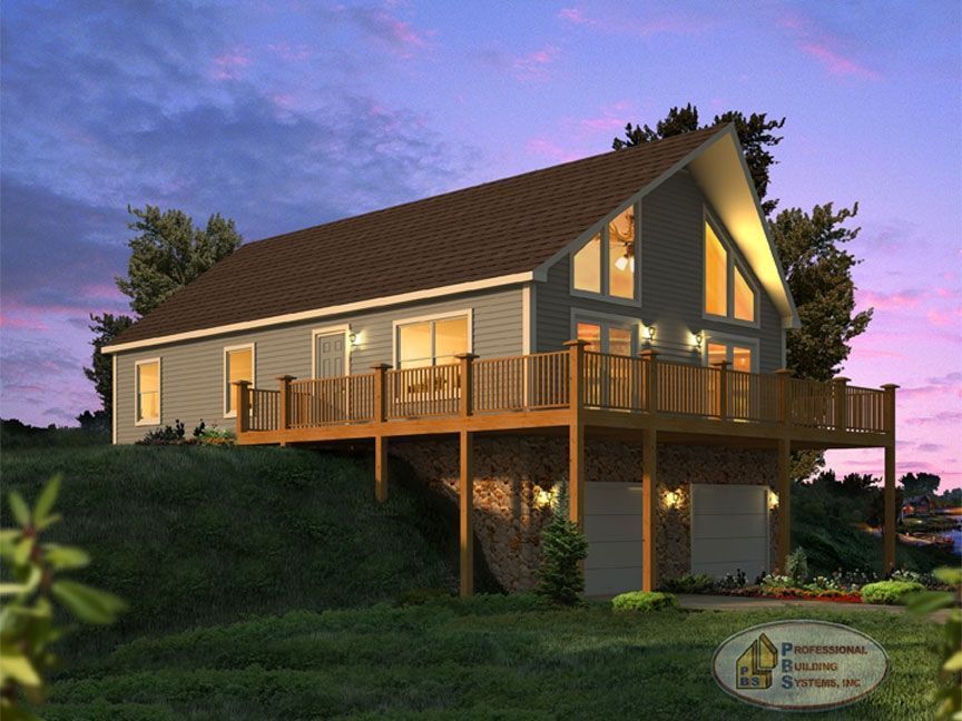 A house with a large deck on the side of it