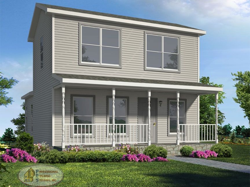 An artist 's impression of a house with a porch