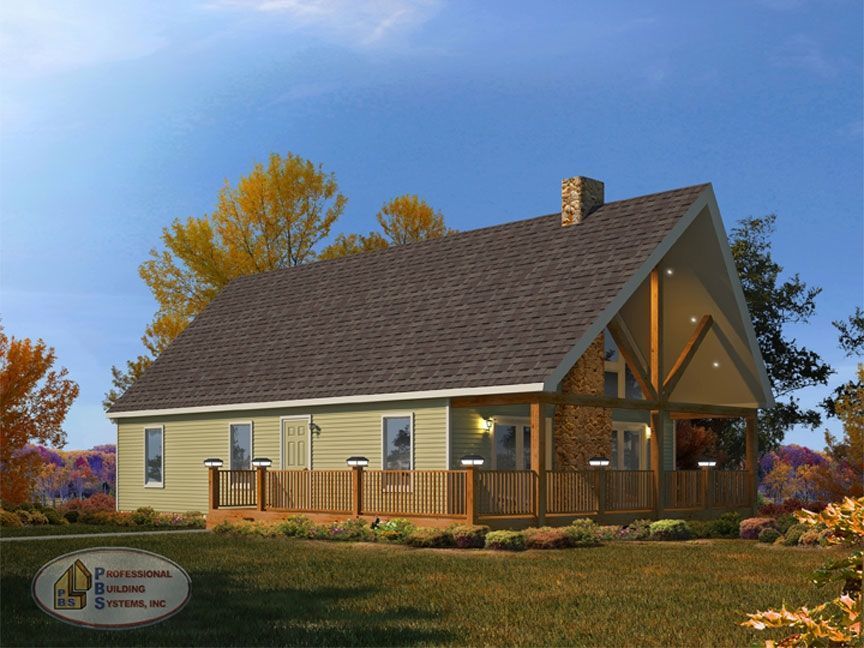 An artist 's impression of a house with a large porch