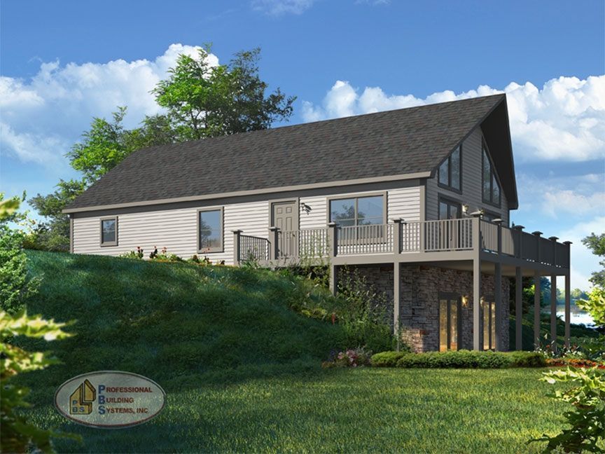 An artist 's impression of a house with a large deck