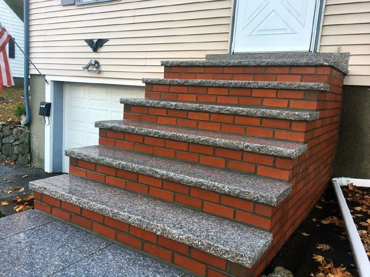 Brick steps with concrete treads 