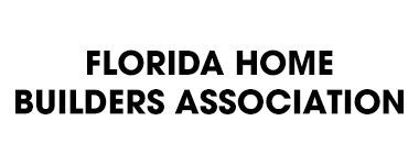 The logo for the florida home builders association is black and white.