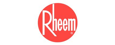 The rheem logo is in a red circle on a white background.