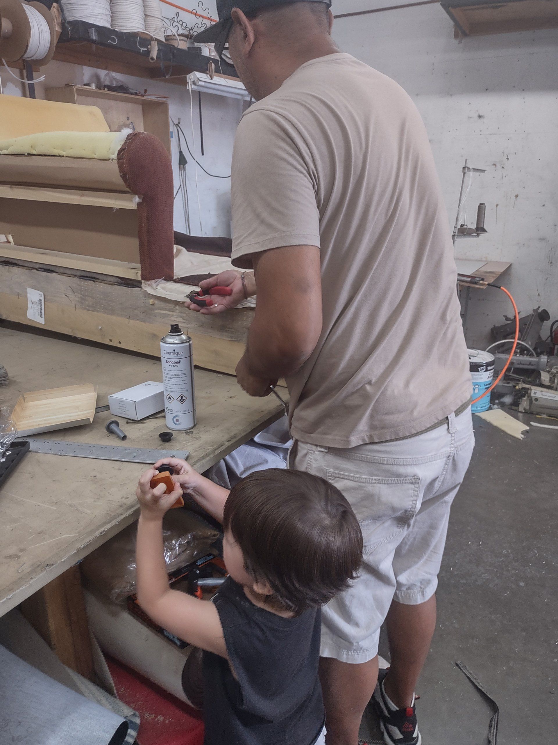 Man installing upholstery