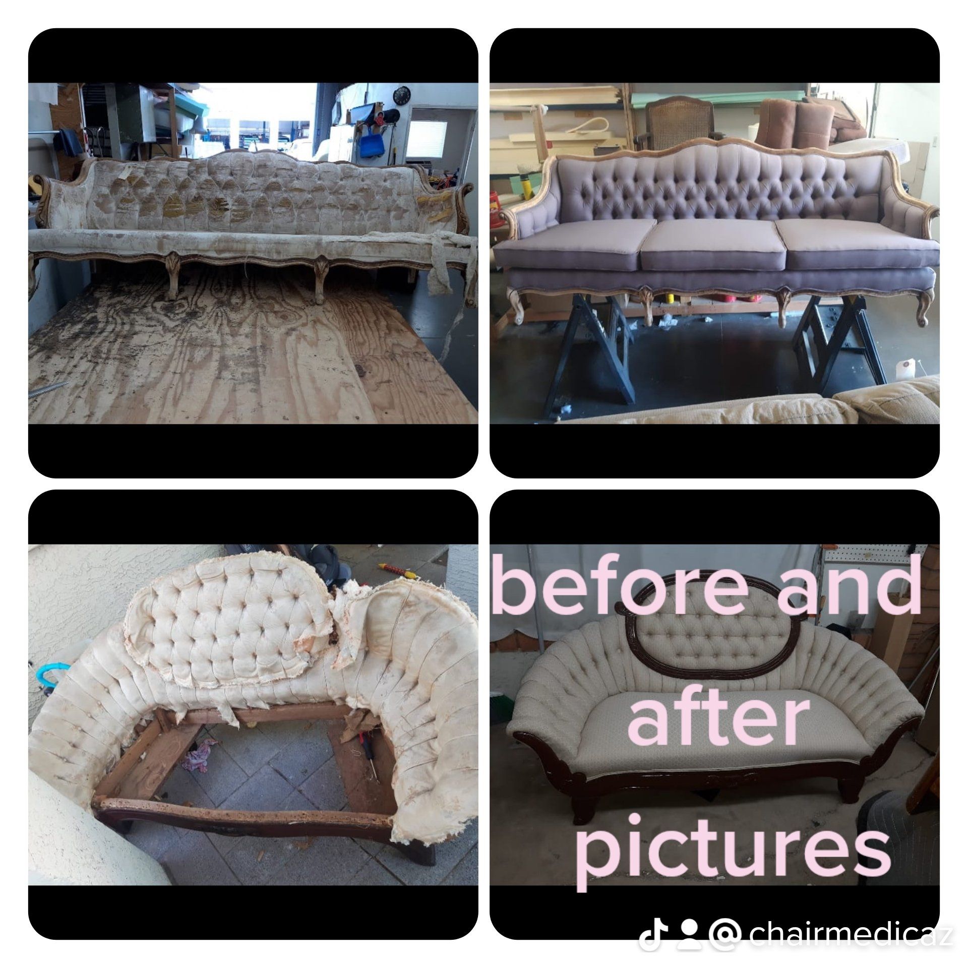 Beautiful before and after upholstery transformation