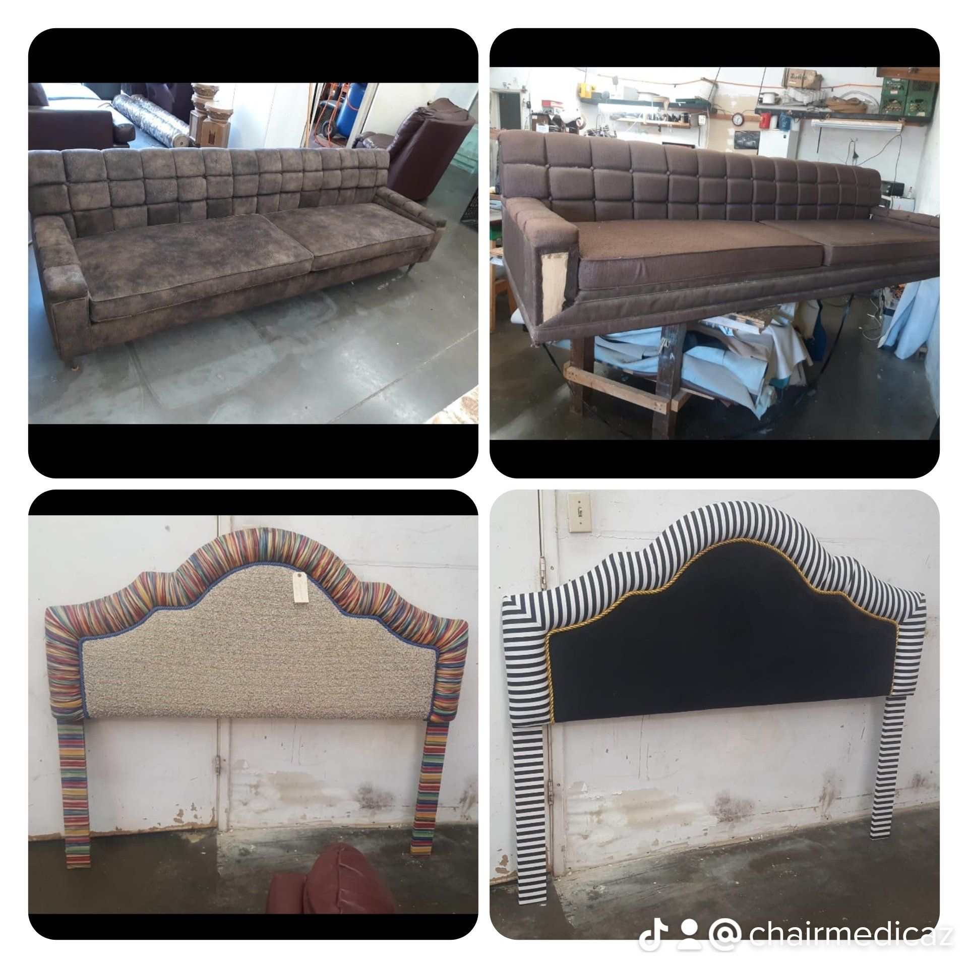 Before and after upholstery projects