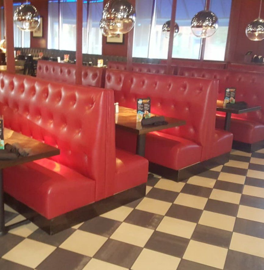 Red diner sofa
