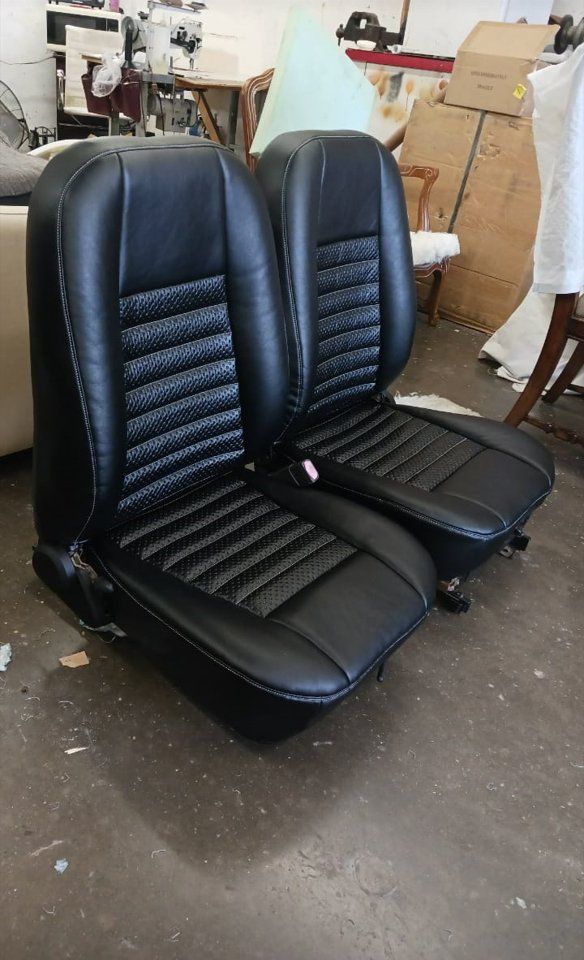 Black leather car seats