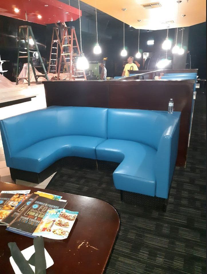 Blue diner sofa