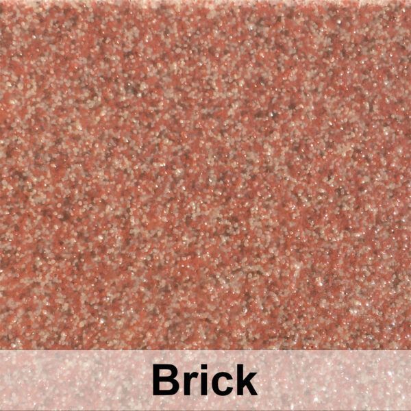 Brick-colored surface, textured with small, irregular flecks of lighter colors.