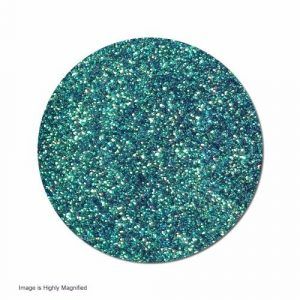 Circular patch of teal glitter.