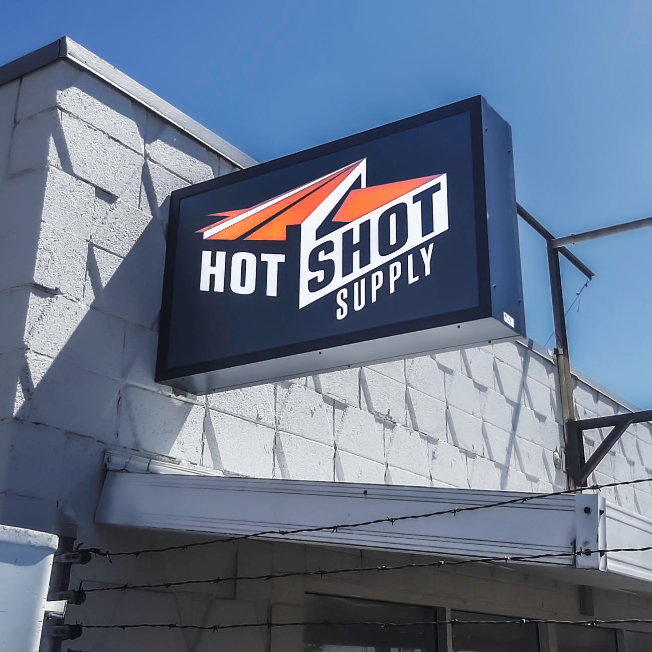 Projecting Blade Sign LED Illuminated Cabinet Hot Shot Supply Denver Colorado Projecting Blade Sign LED Illuminated Cabinet Hot Shot Supply Denver Colorado