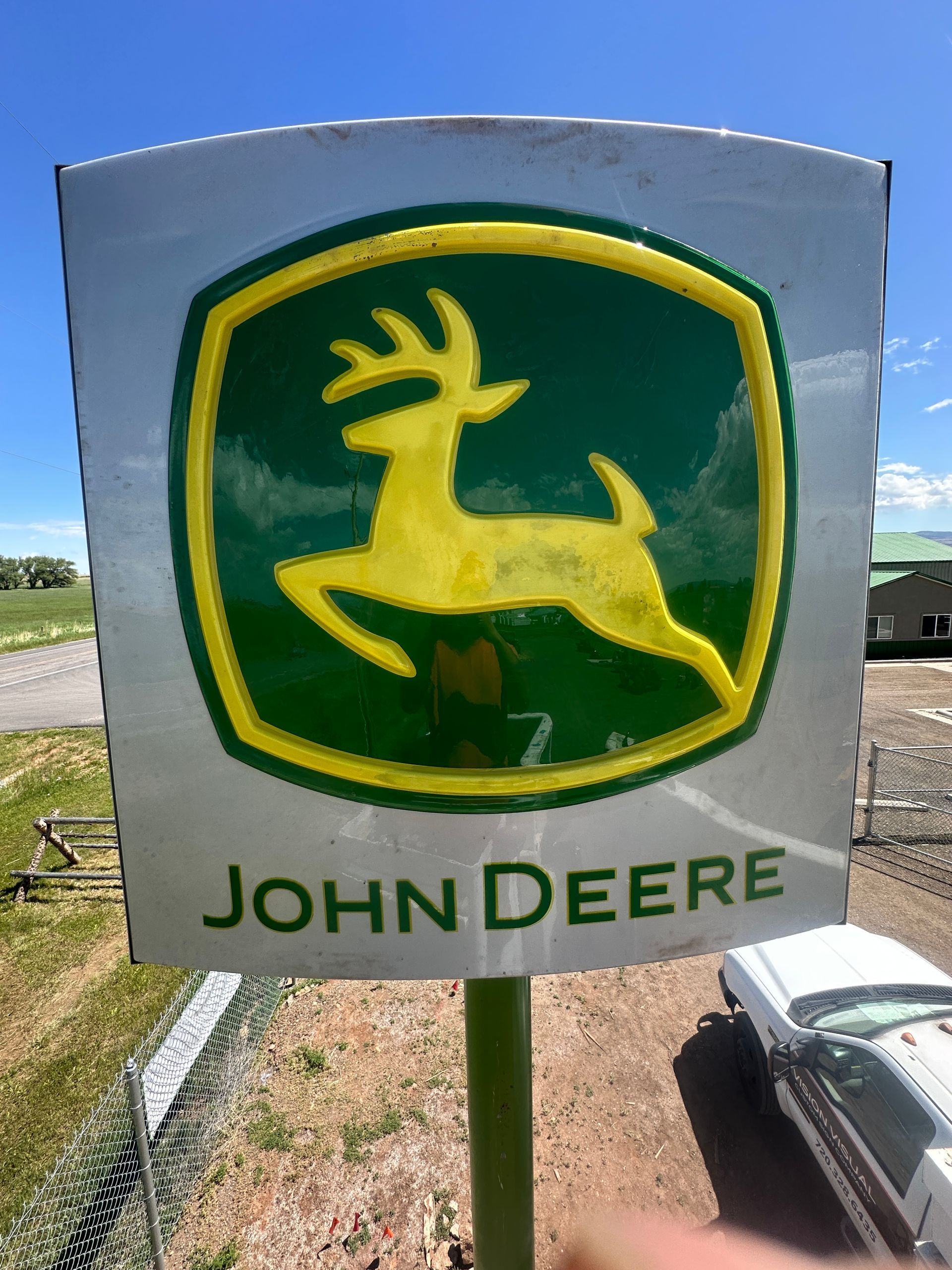 Stand Out With Pole Signs Illuminated Pole Sign Custom Formed Face and Cabinet John Deere Commerce C
