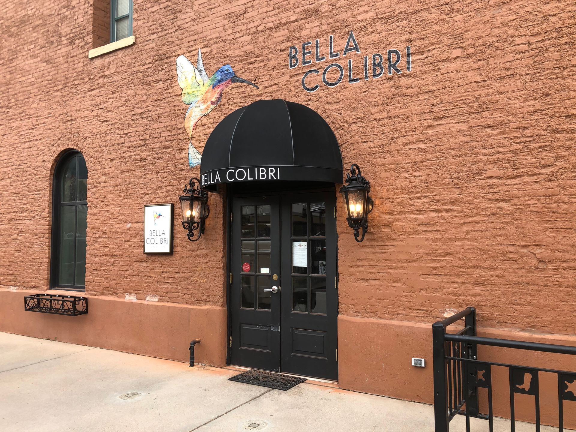 Custom Awning Sign Restaurant Entrance Bella Colibri Golden Colorado