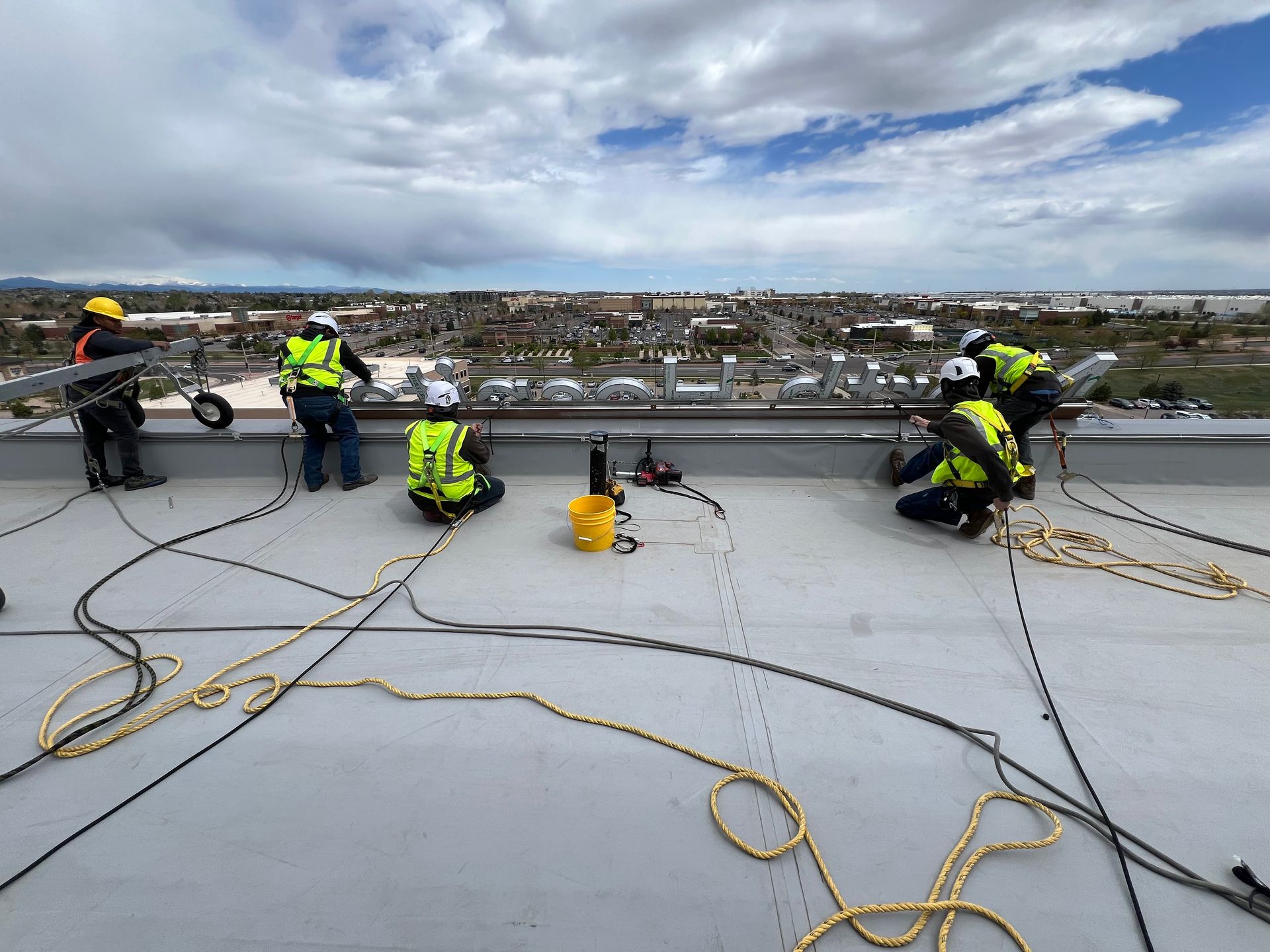 High Rise Building LED Channel Letter Installation Service Common Spirit Hospital Westminster Colorado  