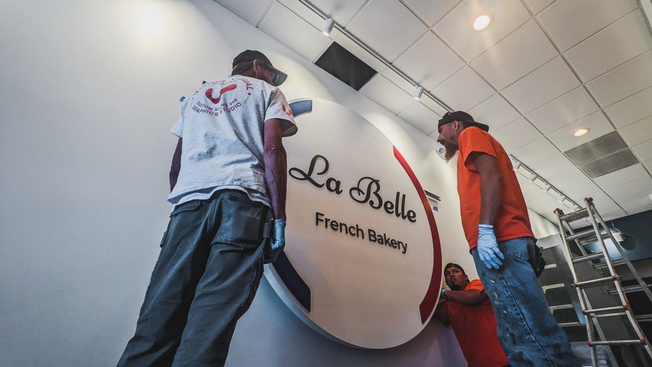 Custom LED Illuminated Brand Sign La Belle French Bakery Greenwood Village Colorado Halo and Push Through Acrylic Face Custom LED Illuminated Brand Sign La Belle French Bakery Greenwood Village Colorado Halo and Push Through Acrylic Face