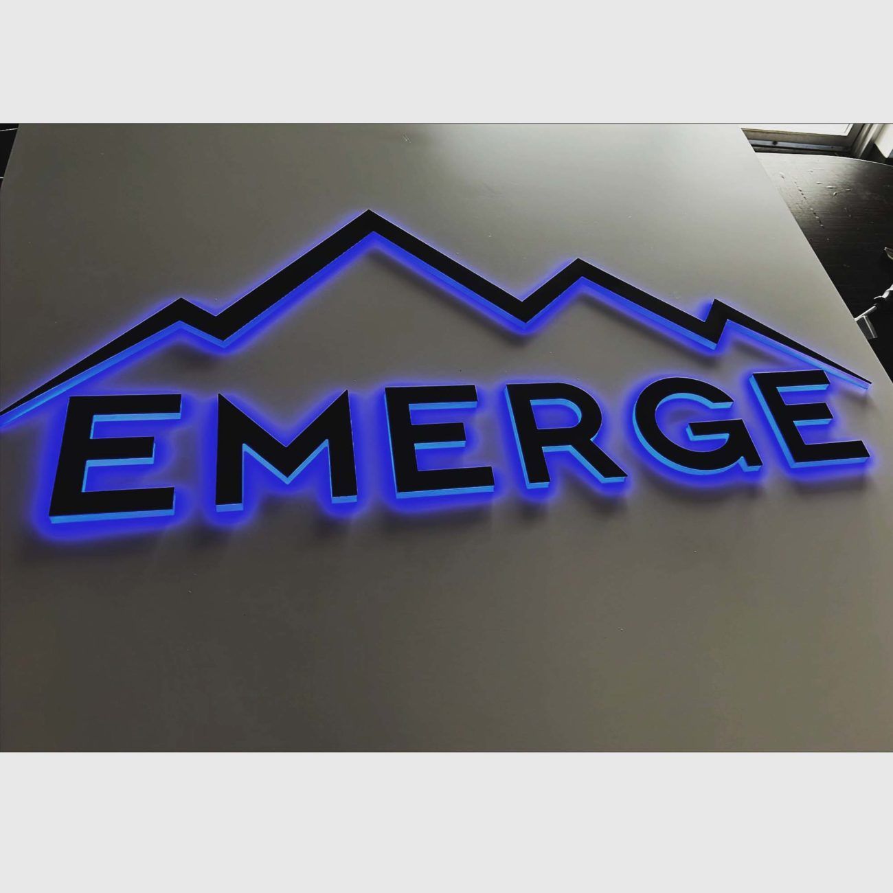 RGB LED Illuminated Wall Sign Emerge Denver Colorado RGB LED Illuminated Wall Sign Emerge Denver Colorado
