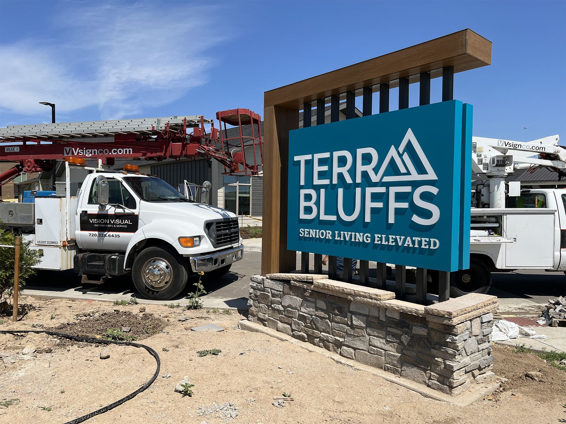 Architectural Monument Sign Design Push Through Acrylic LED Illuminated Terra Bluffs Parker Colorado
