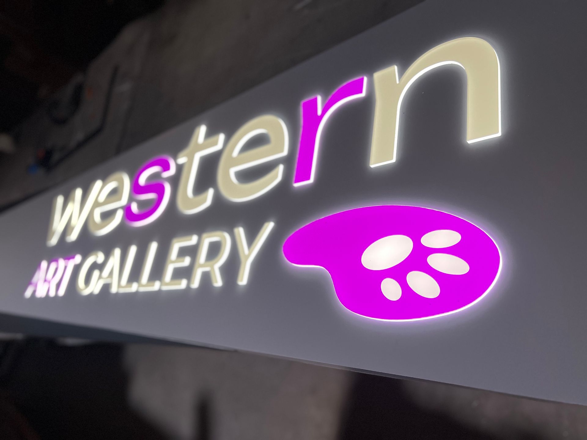Business Signs LED Illuminated Push Through Acrylic Brand Architectural Geometric Cabinet Custom Pai