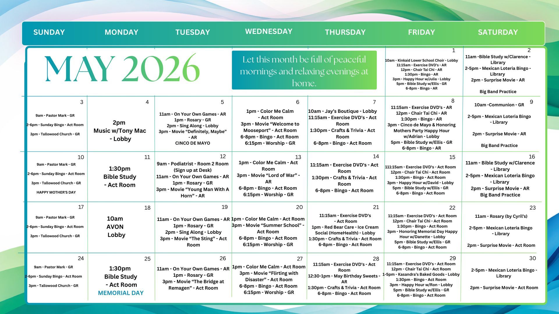 Engaged Living May 2026 Calendar