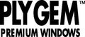 The logo for plygem premium windows is black and white.