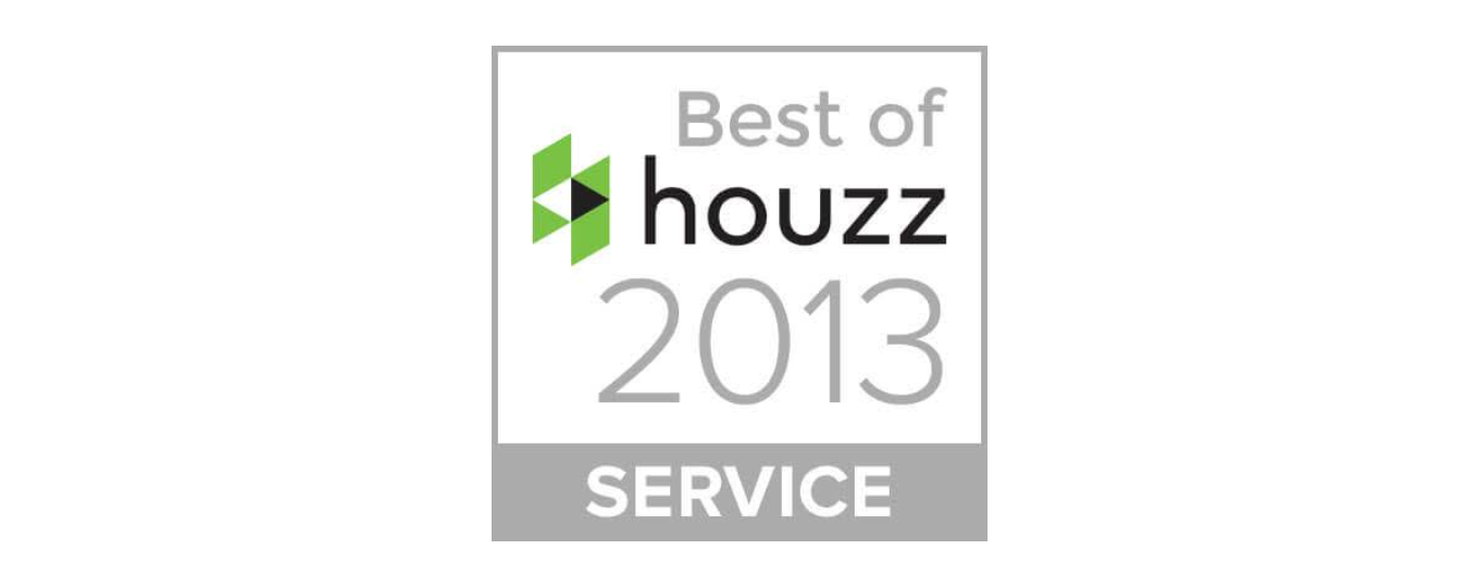 Best of Houzz 2013 Service award badge in gray, white, and green