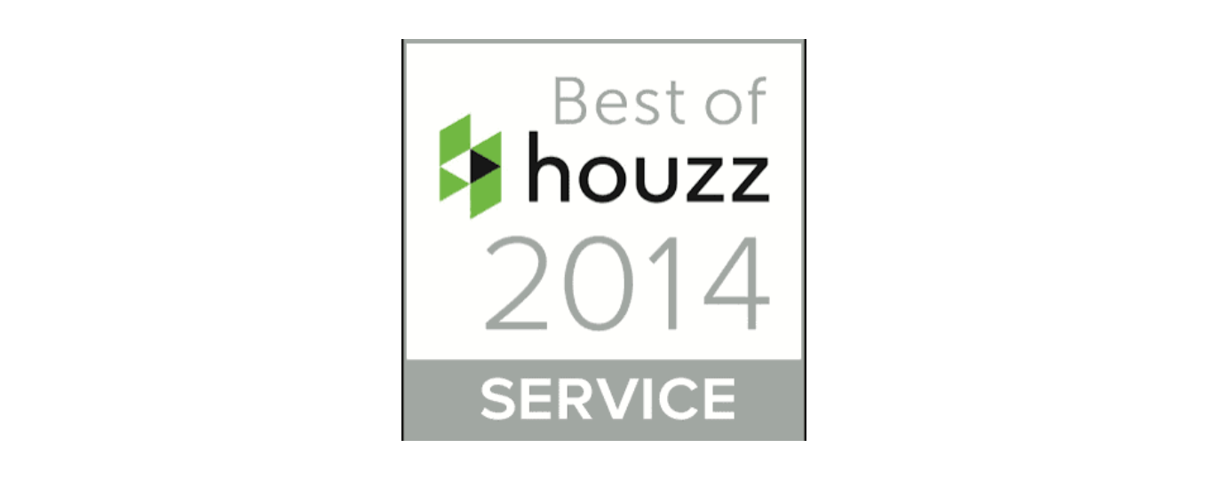 Houzz Best of 2014 Service award badge with gray and green text and icon