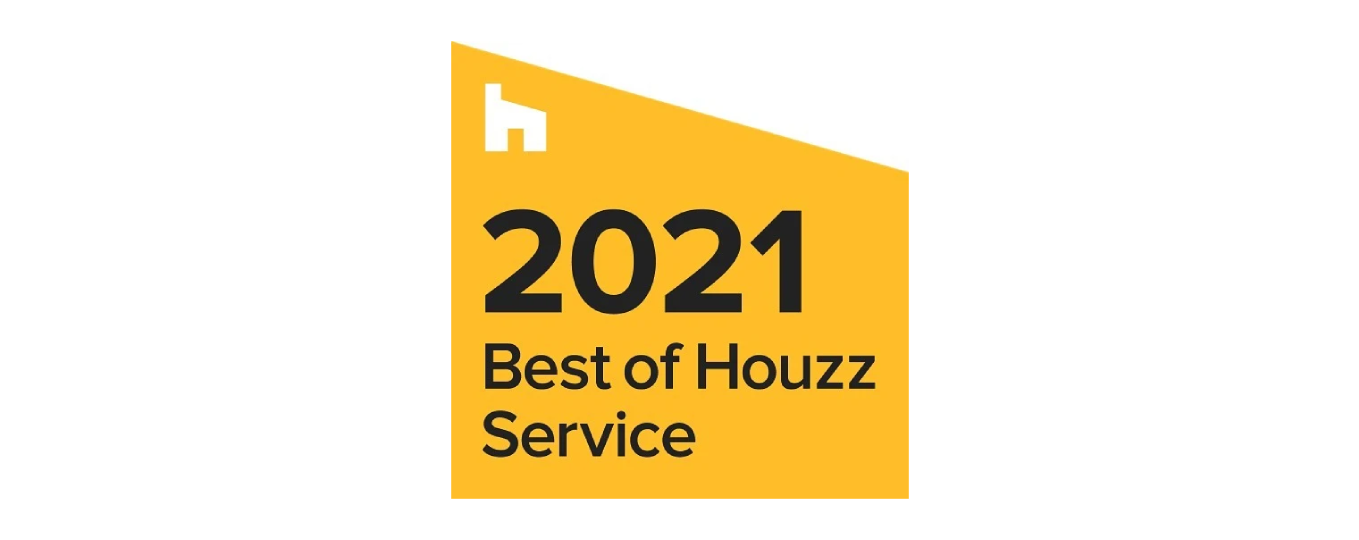 Yellow “2021 Best of Houzz Service” award badge with Houzz logo